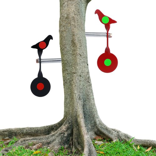 SuyuanArt Self-Healing Auto-Reset Steel Targets - Hunting & Shooting Spinning Targets for BB Guns/Air Rifles/Handguns/Slingshots,Metal Backyard Shooting Target,Red Black Bird Design ﻿