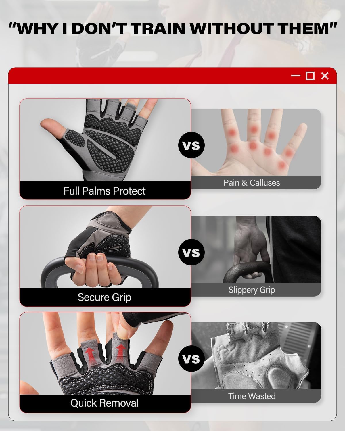 VINSGUIR Workout Gloves - Lightweight Weightlifting Gloves with Excellent Grip for Men & Women | Ideal for Gym, Cycling, and Fitness