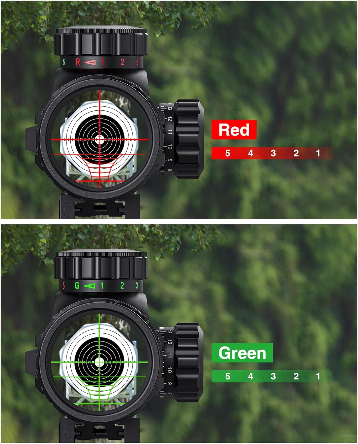 MidTen 3-9x32 Scope Combo - Dual Illuminated Optics with Red/Green Dot Sight & Laser Rangefinder