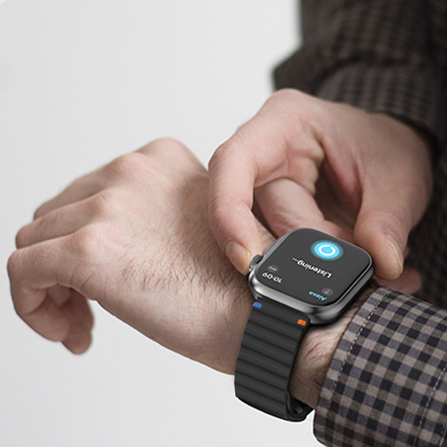 Lamshaw Compatible for Shock Clock 3 Bands, New Silicone Woven Line Adjustable Replacement Strap Compatible for Pavlok Shock Clock 3 (Black)