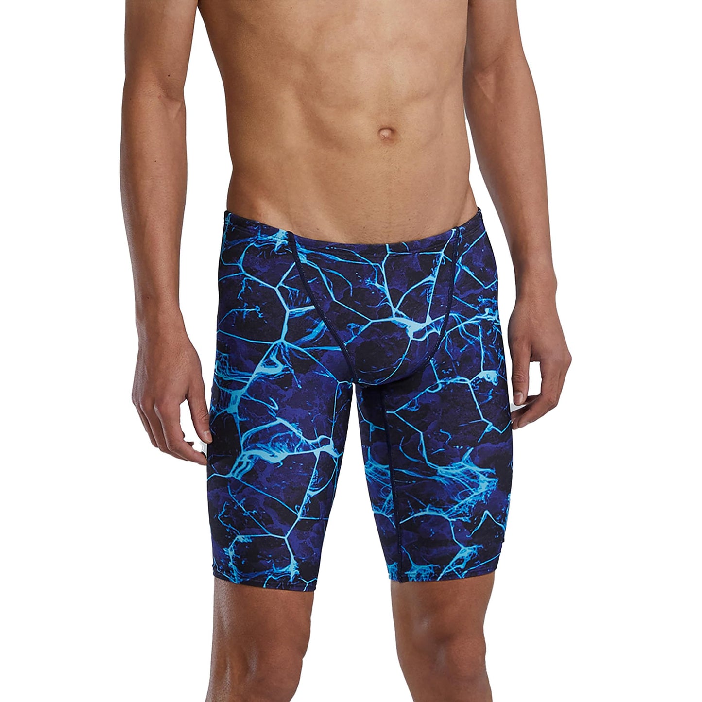 TYR Durafast Elite Swim Jammers for Men - Competition Swimwear with Championship Cut, Ultra-Durable Compressive Fabric - Jammer Briefs for Training, Racing, Recreation, Blue/Synapse