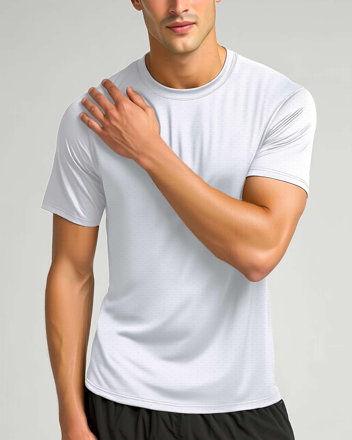 Real Essentials Men's Breeze Tech Crew Neck T-Shirts - 5 Pack Moisture-Wicking Athletic Gym Shirts (Big & Tall)
