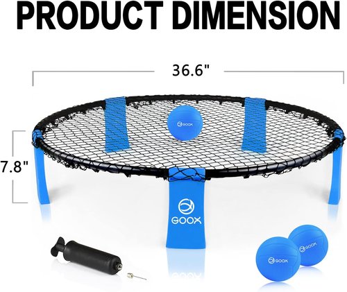 GOOX Outdoor Roundnet Game Set - Includes 3 Balls, Carrying Bag & Strip Light | Perfect for Family Fun at Beach, Lawn & Park