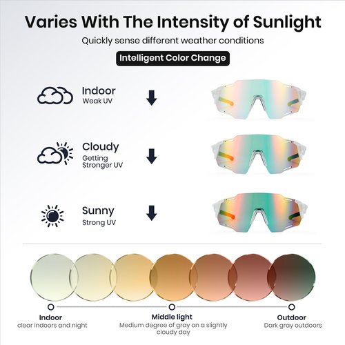 Cyxus Photochromic Cycling Running Glasses for Men Women Sunglasses Sport MTB UV400 Protection 1201