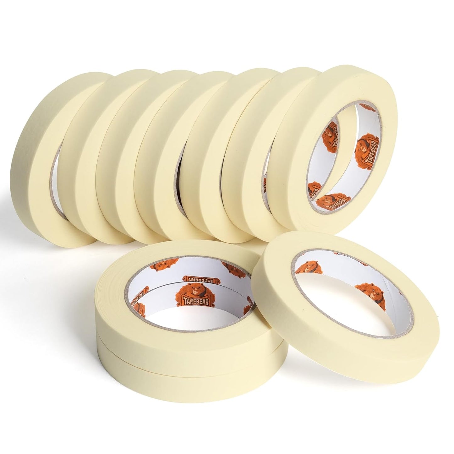 TAPEBEAR Masking Tape - 0.7 Inches x 60 Yards | Beige White Painters Tape for DIY & Home Projects - 10 Rolls