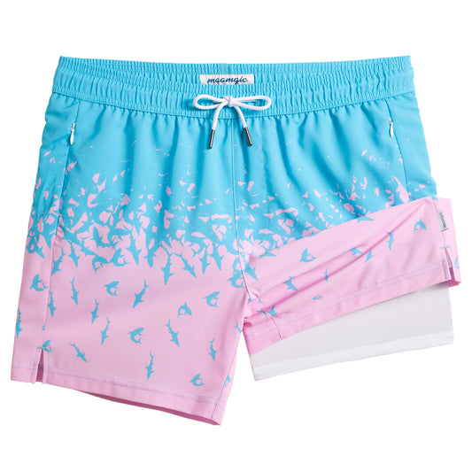 maamgic 5inch Mens Swim Trunks with Compression Liner 2-in-1 Swimming Shorts Stretch Quick Dry with Zipper Pockets