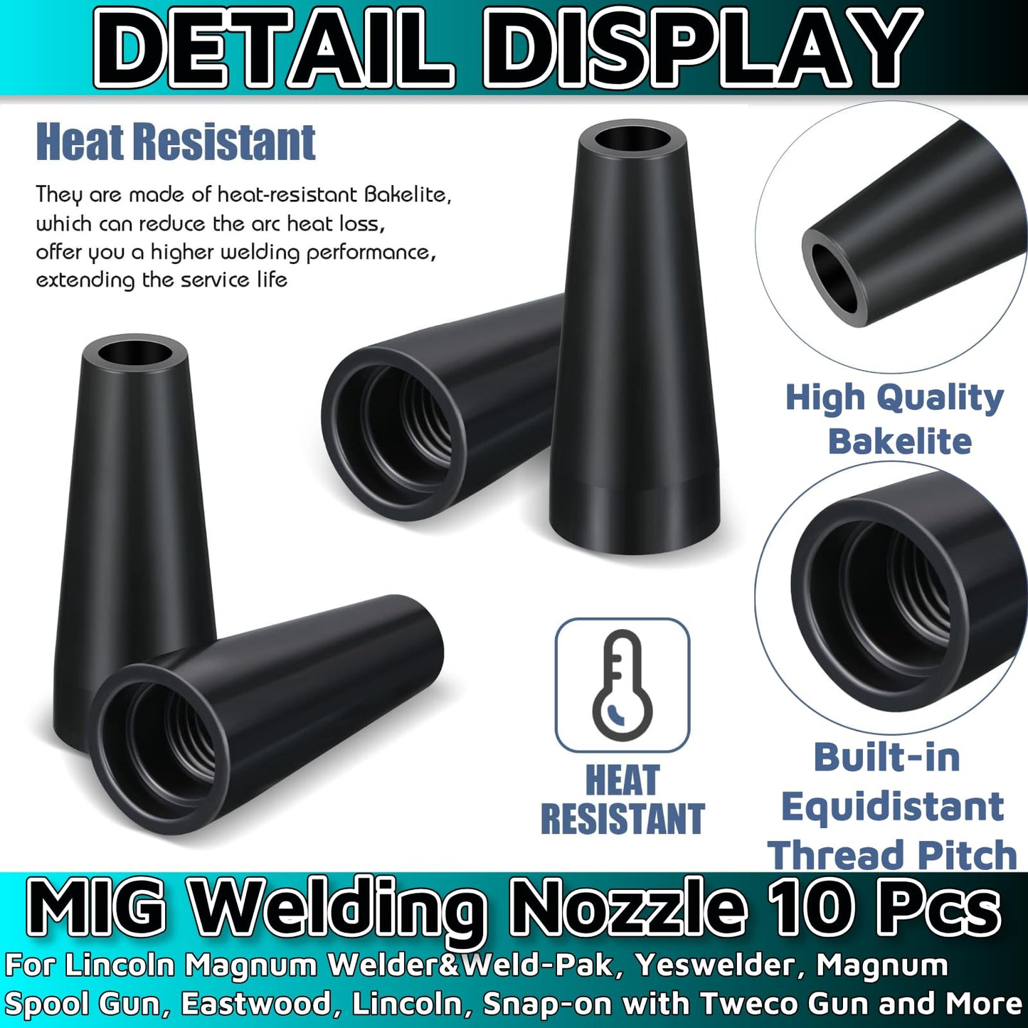 10pcs MIG Welding Flux Core Gasless Nozzle，Welding Tools MIG Welding Accessories Set MIG Welding Nozzle MIG Welder S7 Accessories for Lincoln Forney Chicago Electric Clarke Welder And More