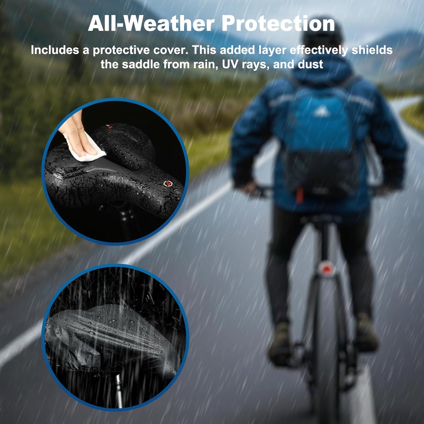 Topcrown Bike Seat - Comfort Wide Bicycle Saddle with Waterproof Design & Memory Foam Cushion | Ideal for Mountain, Road, and Exercise Bikes