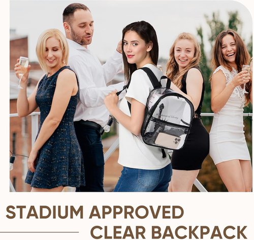 JOWURY Clear Stadium Backpack - Waterproof PVC, Reinforced Straps | 12x6x12, Ideal for Events