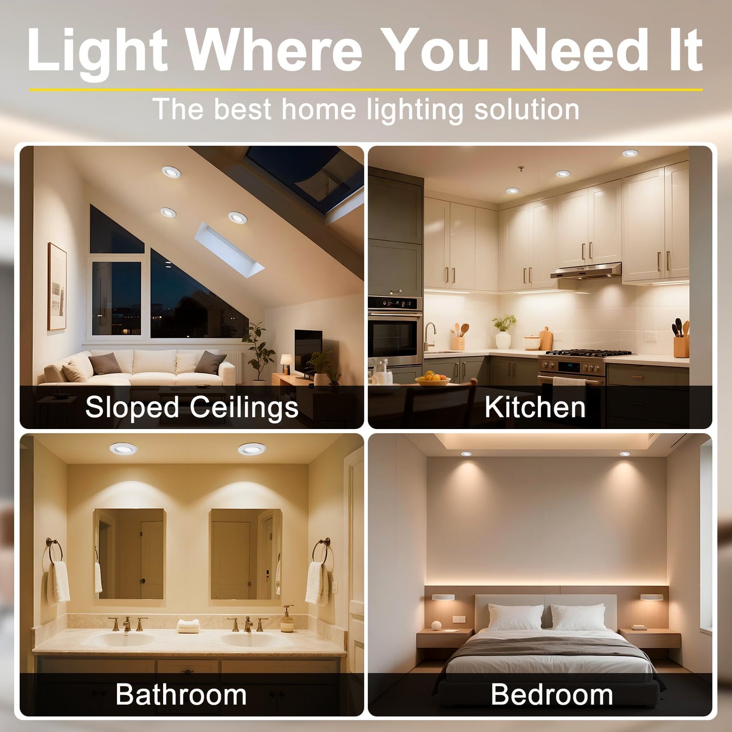 Lightdot 6 Pack 6 Inch LED Gimbal Recessed Lighting, 360°+90° Adjustable, 3CCT Selectable & Dimmable (5%-100%), 1300LM Ultra Bright Canless Downlight, ETL/FCC Certified for Living Room/Kitchen-White