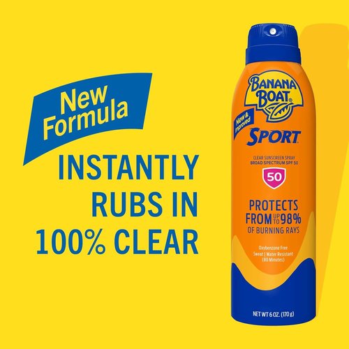 Banana Boat Sport Ultra SPF 50 Sunscreen Spray - Water Resistant, Oxybenzone Free | 6oz Twin Pack