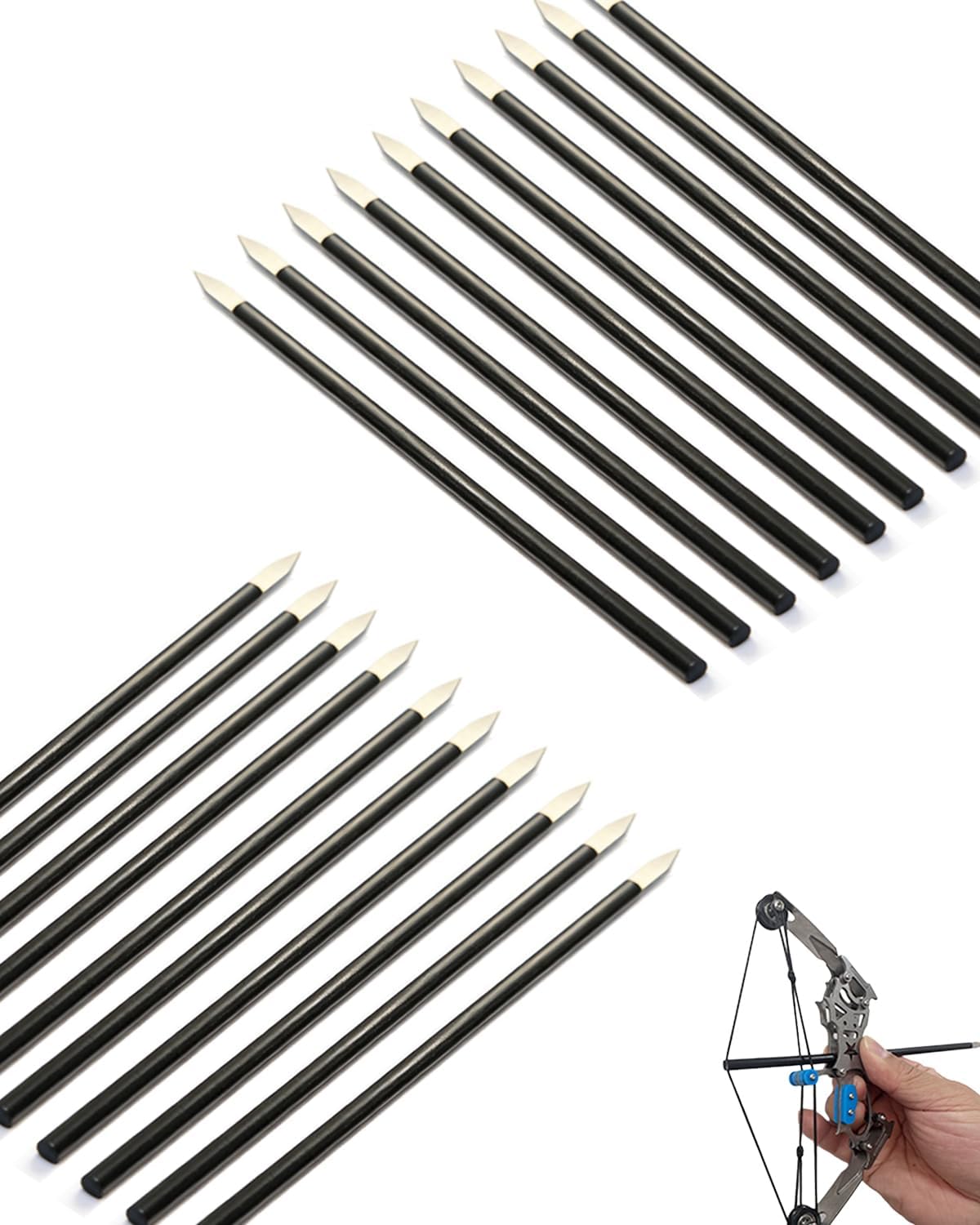 NOVASPARK Mini Bow Arrows - 20pcs 8.3-Inch with Upgraded Nock Groove & Metal Tips | Soft Foam Tips Included