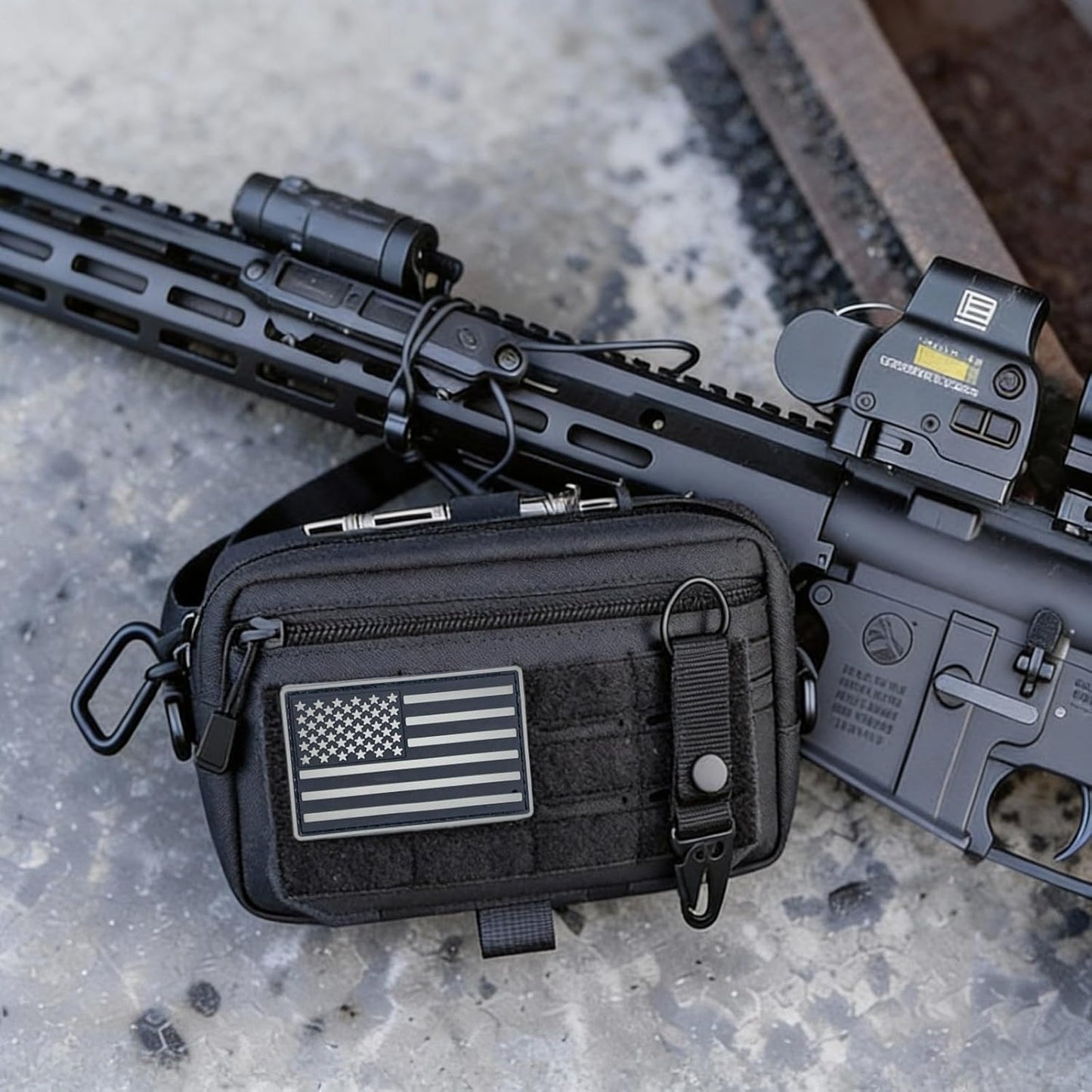 Skiennix Tactical Molle Pouch - Utility EDC Tool Holder with US Flag Patch | Perfect Gift for Dad