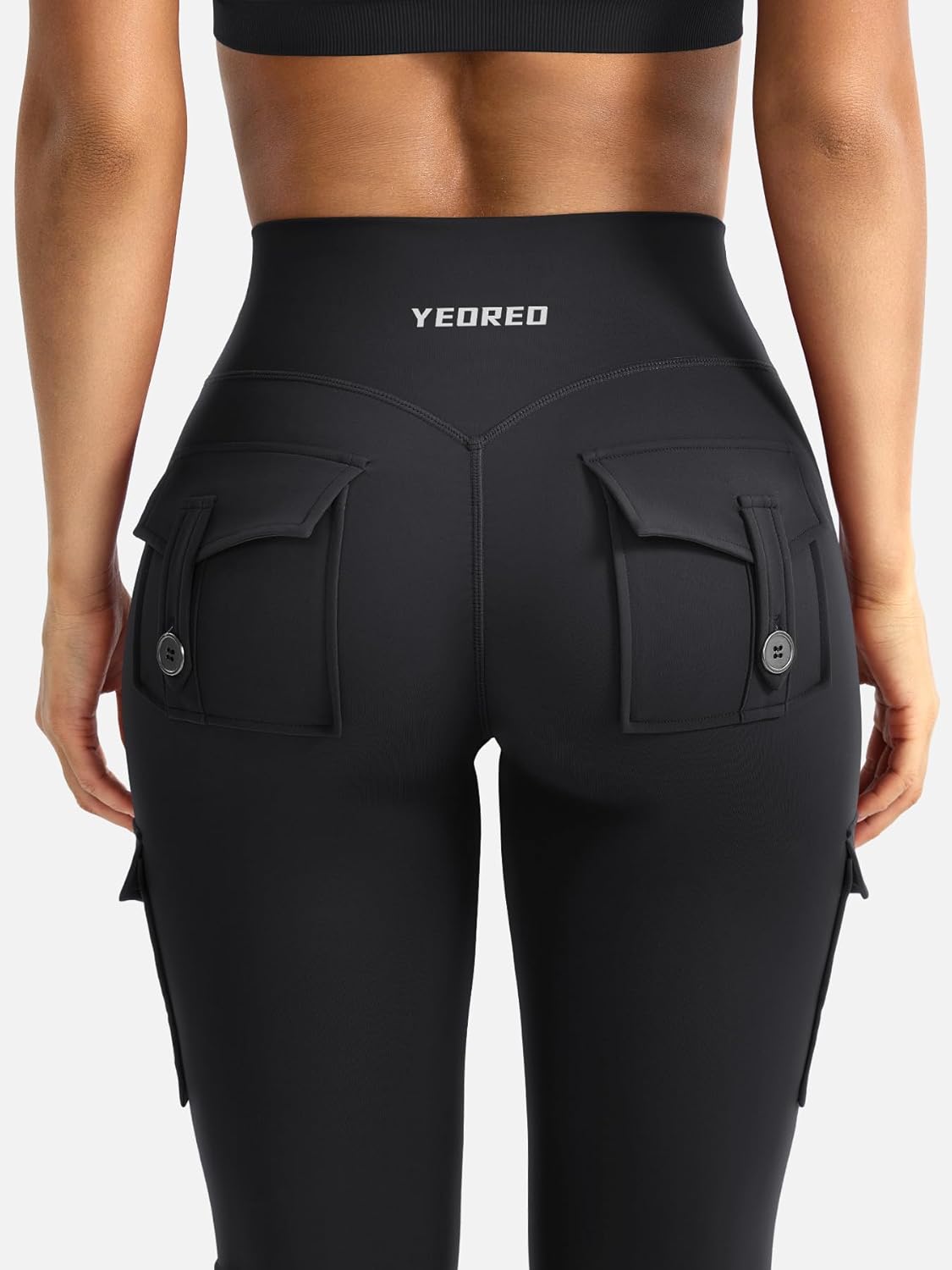 YEOREO CoreFlex Women's High-Waisted Flare Leggings - Hidden Pockets & No Front Seam for Ultimate Comfort