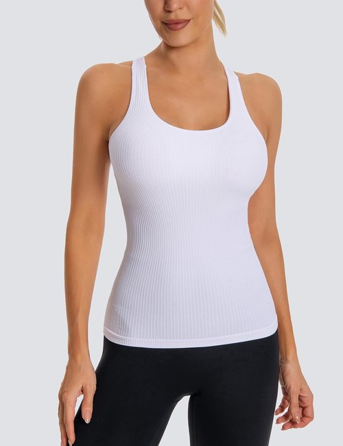 MathCat Seamless Workout Tank Top - Women's Padded Racerback Yoga Camisole (XS-XL)