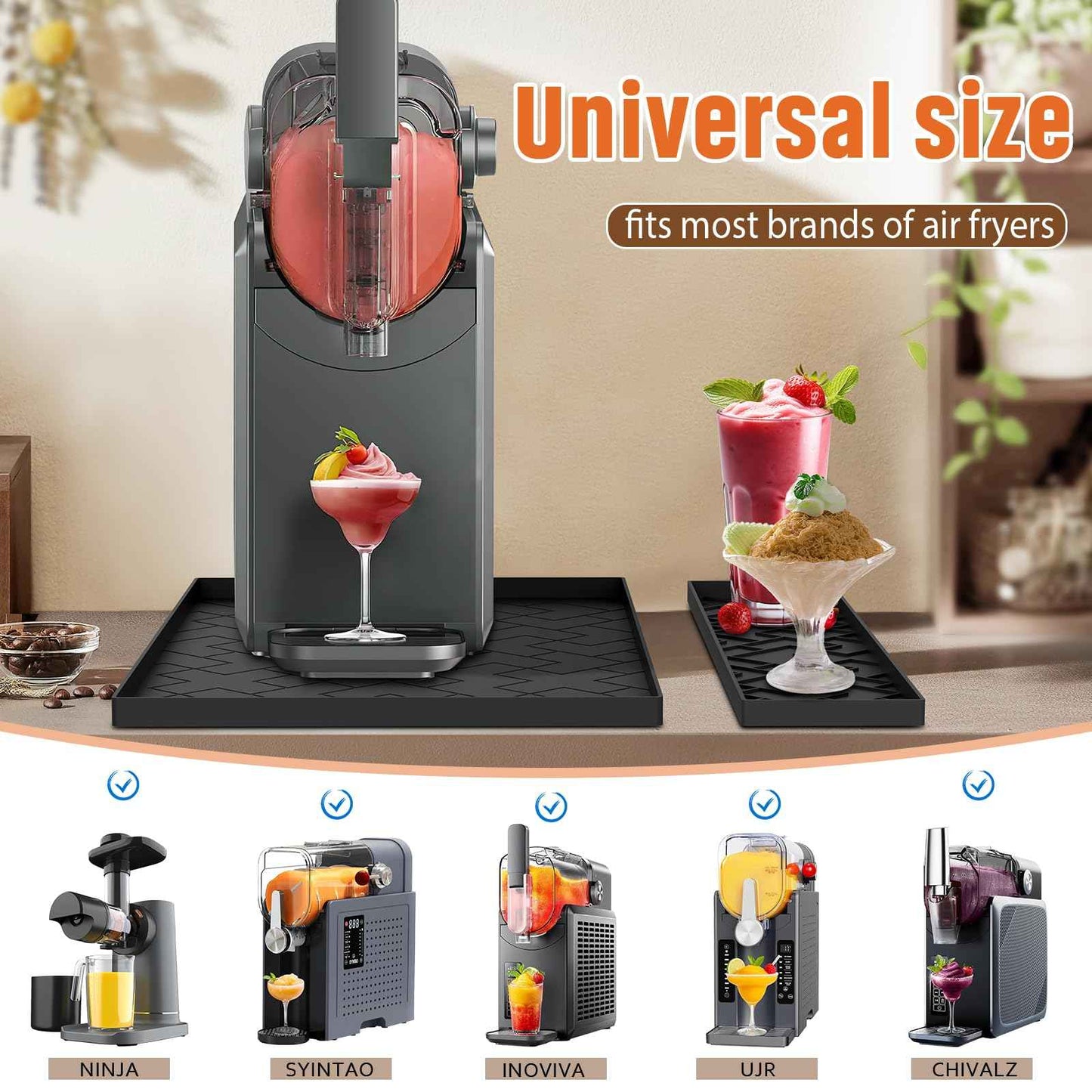 Silicone Mat for Ninja Slushie Machine&Ninja Creami- Removable 22.5"*15"*0.7" Countertop Protector Mat,Concave Convex Design, Leak-Proof and Slip-Resistant ice Gream Maker&Slushie Machine Accessories