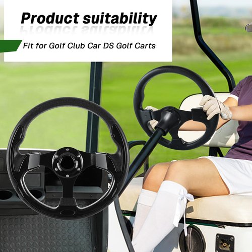 VOONKE Golf Cart Steering Wheel and Golf Adapter for Club Car DS Golf Carts Bundle-(5156BLACK)