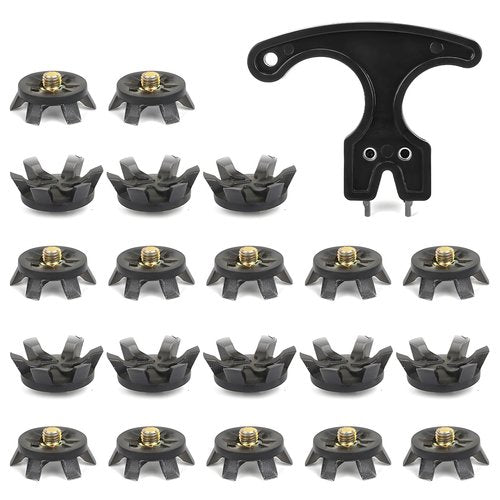 frolusian 20 PCS Golf Shoes Spikes + Installation Tool Premium Plastic Case Set 2nd Generation Non-Slip Replacement Cleats Universal Fit for Golf & Lawn Sports Durable Metal-Resistant Design (Grey)