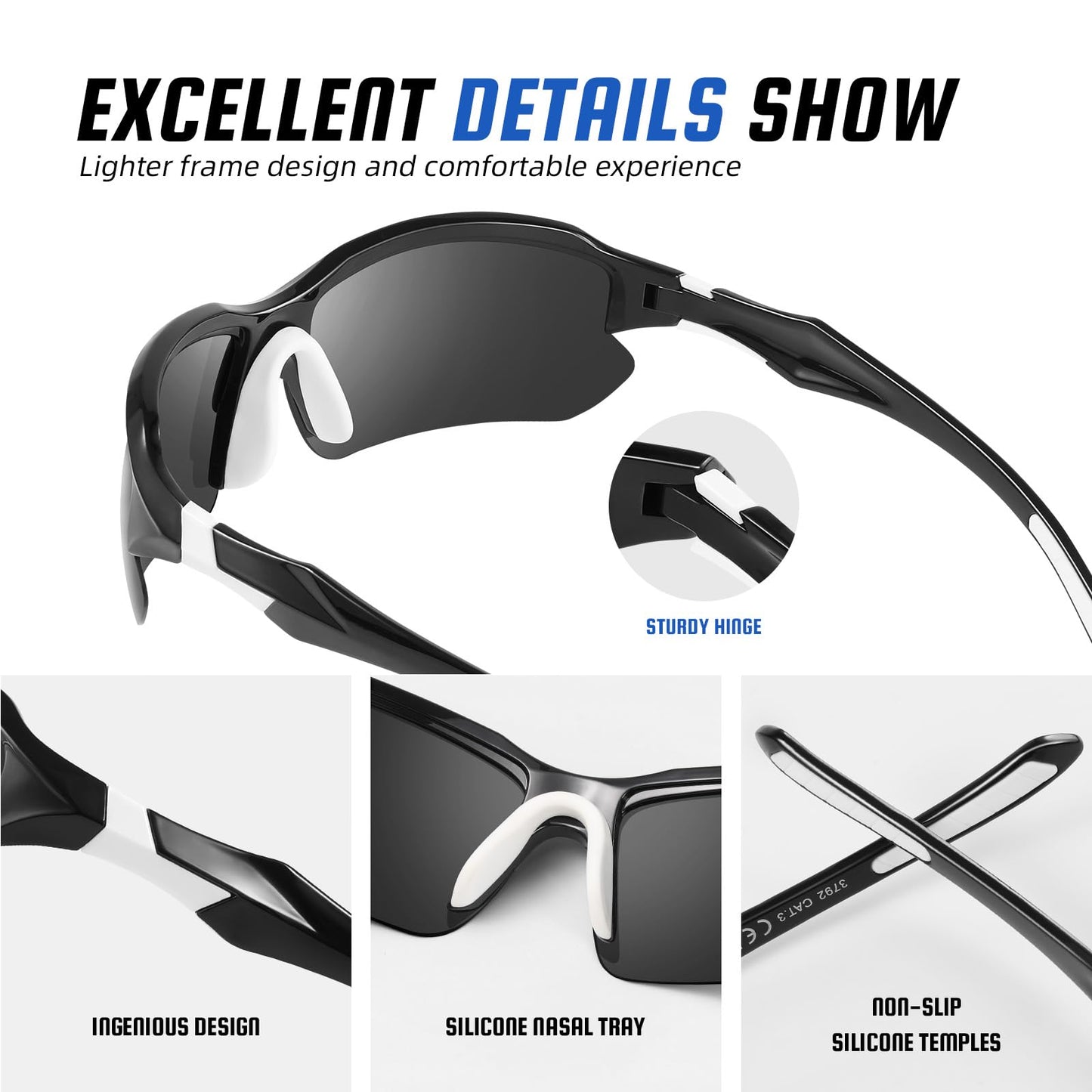 XVXV Photochromic Polarized Sunglasses for Men - UV Protection Lightweight Half Frame Sun Glasses for Running Fishing Golf