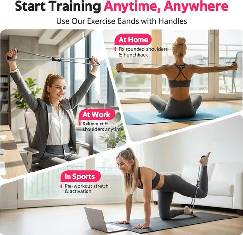 Figure 8 Resistance Bands by Skiennix - Versatile Exercise Bands with Handles for Arm & Shoulder Stretch