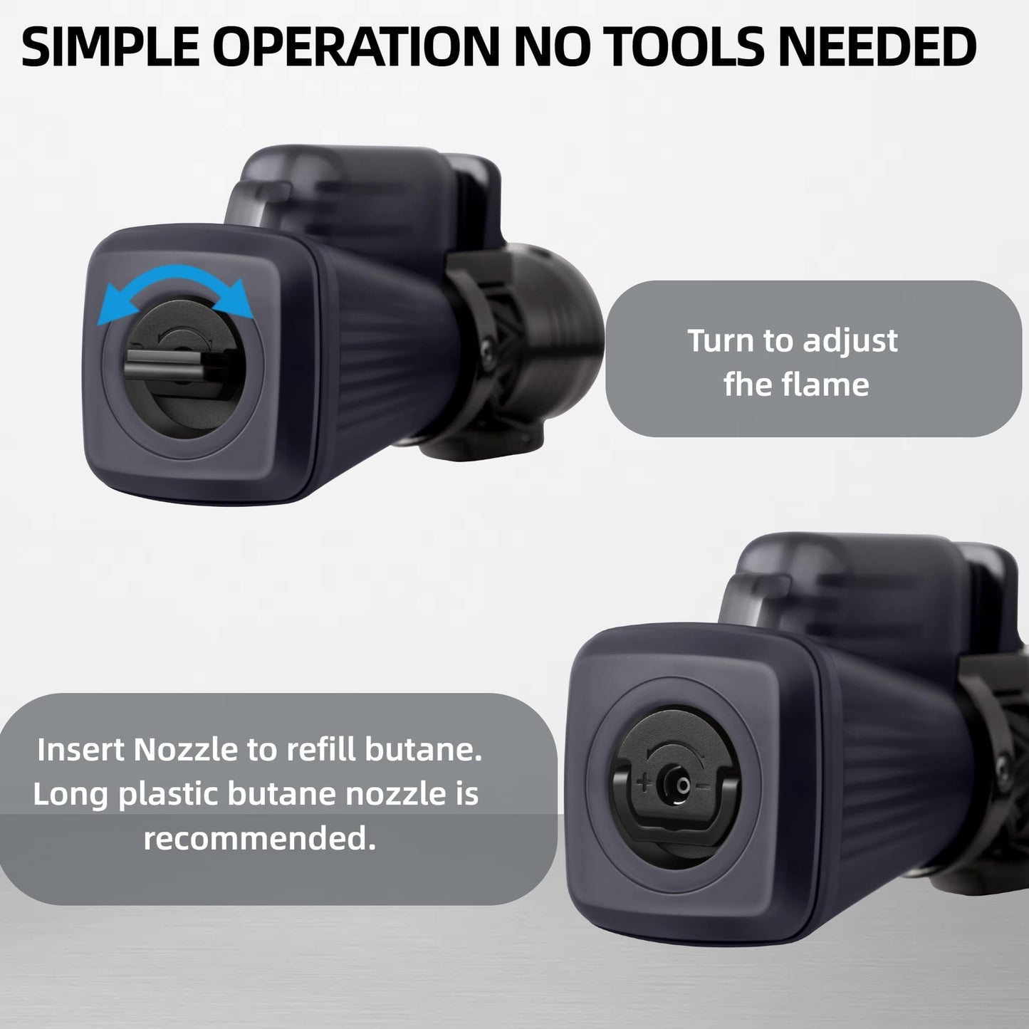 TOMOLO Torch Lighter 2 Pack, Refillable Butane Lighter with 3 Jet Torch Adjustable Windproof Flame (Without Fuel)(Black)