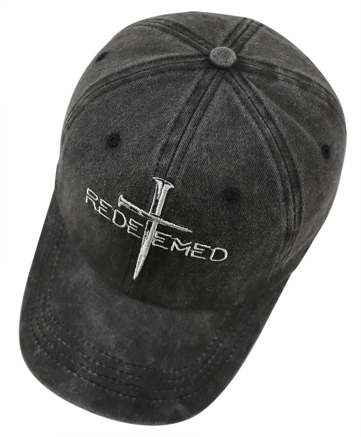 Christian Gifts for Women Men, Embroidered Jesus Cross Nails Hat, Adjustable Cotton Faith Redeemed Baseball Cap, Christ Blessed Gifts for Dad Mom Black