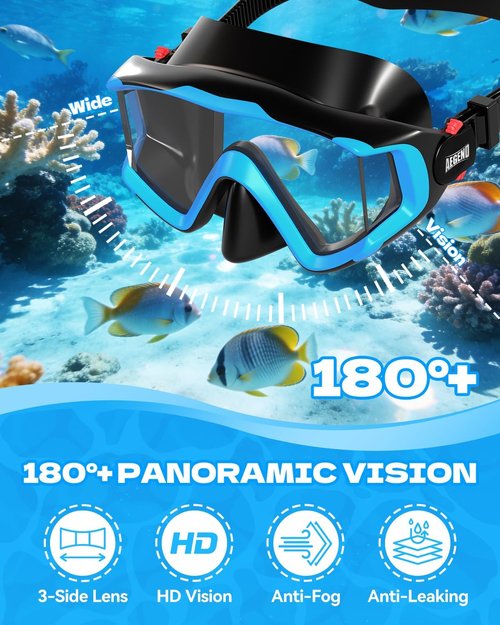 Aegend Snorkeling Gear for Kids - Anti-Fog Mask, Adjustable Fins & Dry Snorkel | Complete Snorkel Kit