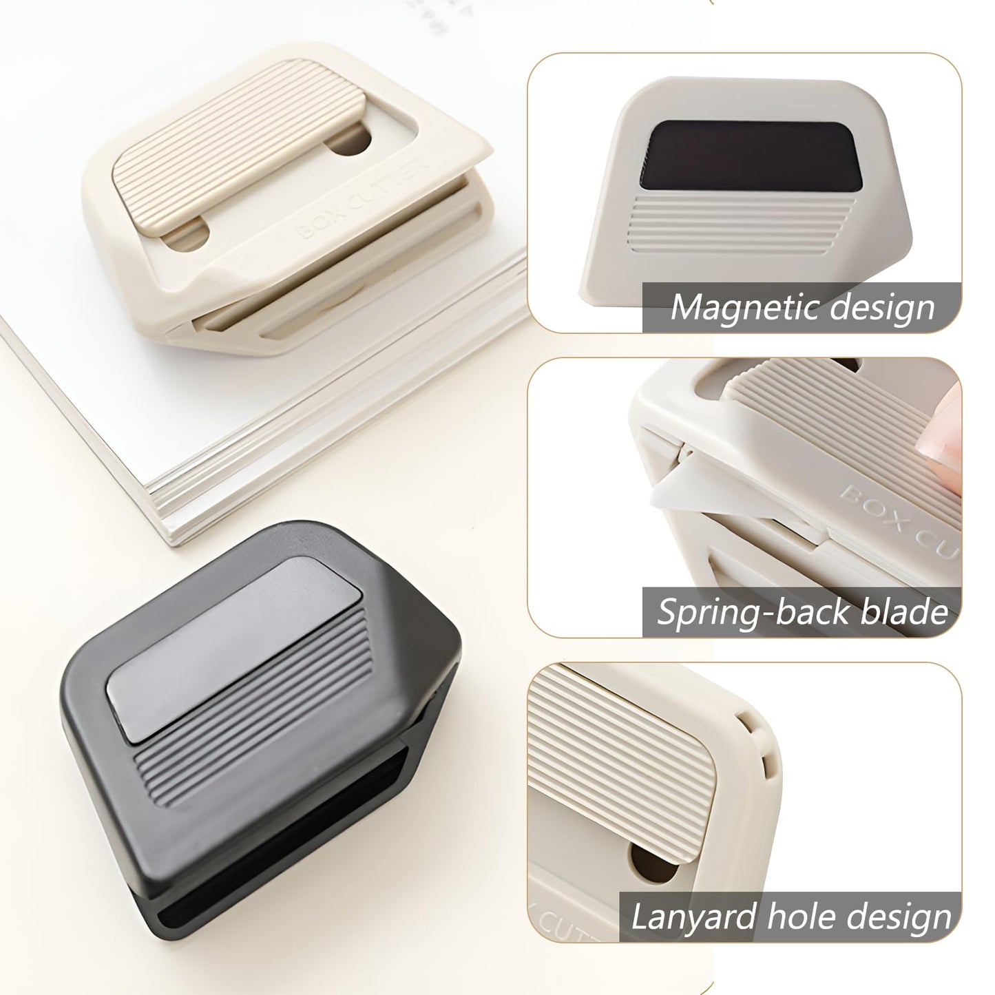 2Pack Creative Magnetic Box Cutter –Cardboard Cutting Tool, Retractable Envelope Letter Opener Unpacker with Ceramic Blade, Safe for Home and Office Use