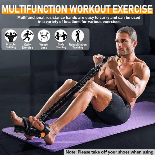 2026 Upgrade Skiennix Foot Pedal Resistance Band - Adjustable 4-Tube Ankle Puller for Full Body Workouts
