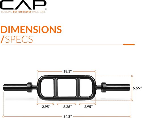 CAP Barbell 34" Olympic Triceps Bar - Durable Black Finish for Enhanced Strength Training
