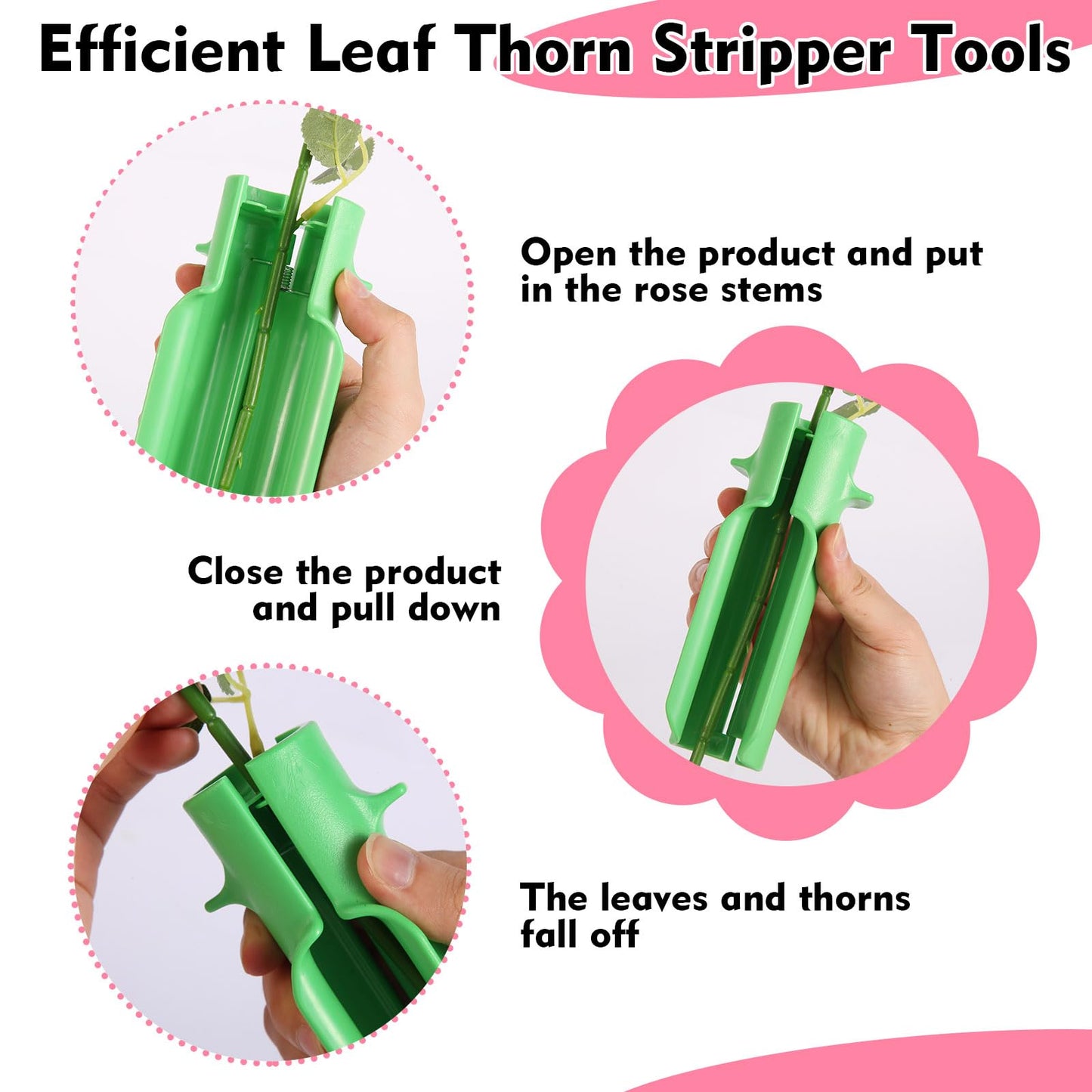 Rose Thorn Stripper Tool, Zhoujitong - 3-in-1 Professional Rose Dethorner, Florist Supplies, Florist-Grade Thorn Remover for Roses with Safety Guard for Bouquets and Pruning