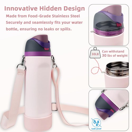 Silicone Boot Set for Owala Water Bottle 24 oz - Includes Non-Slip Sleeve, Shoulder Strap & Handle Strap, Perfect Accessory, Fits Owala Tumbler & Free Sip, Pink