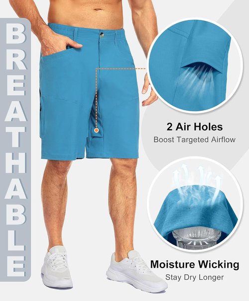 Little Donkey Andy Men's Hiking Cargo Shorts - Quick Dry, Waterproof, Lightweight | 9 Pockets for Convenience
