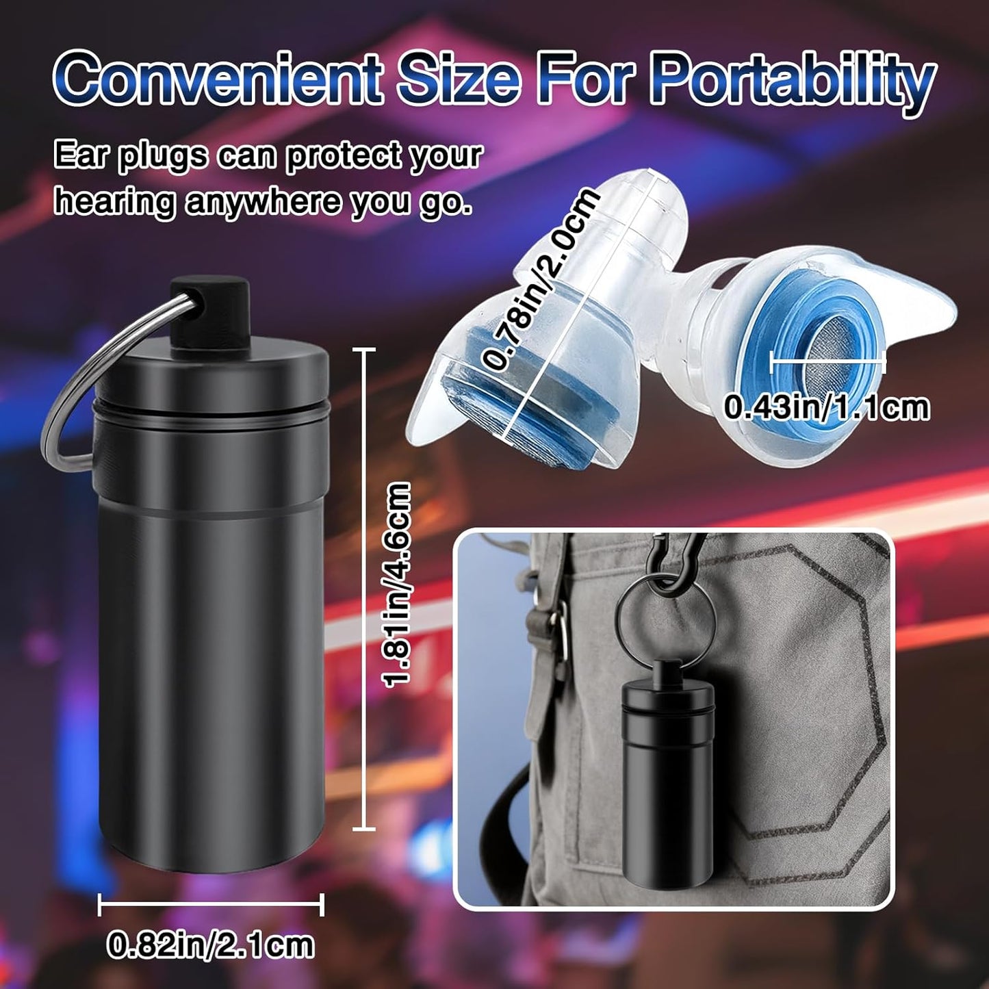 Skiennix Concert Ear Plugs - Reusable High-Fidelity Musician Earplugs with 20dB Noise Reduction | Carry Case Included