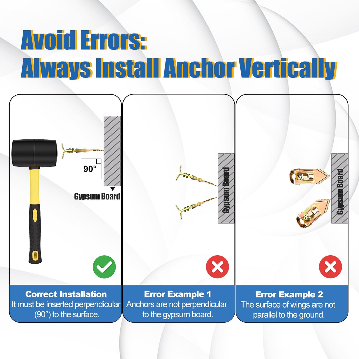Self Drilling Drywall Anchors with Screws Kit - 100 Pcs 4 Sizes Heavy Duty Metal Expansion Anchors for Sheetrock, No Drill Needed, 50lb Rating, 2025 Upgraded Design