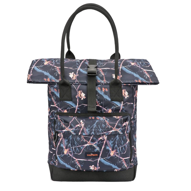 TOURBON Nylon Roll-top Clip-On Bike Panniers Women's Shoulder Tote Bag (Black)