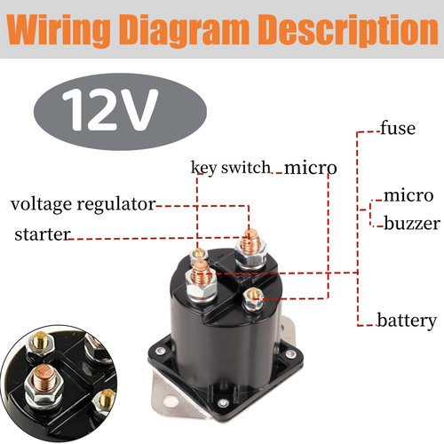 Haokixin 1013609 Golf Cart Solenoid Fits for Club Car DS Precedent Gas 1984-up, 4-Terminal 12V Starter Solenoid Replace 1012275 435-154 LPL6003 1117 240-20013