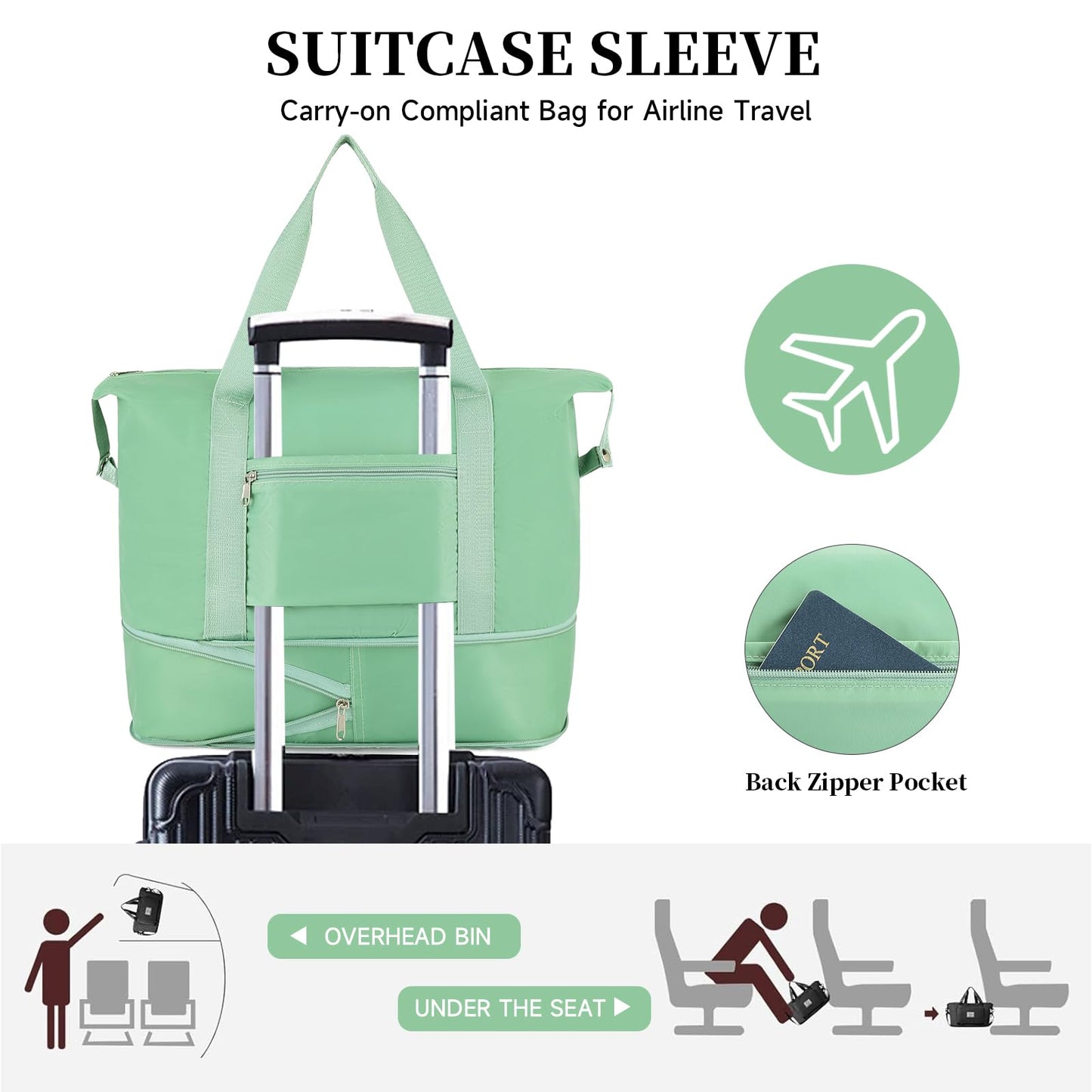 AMXNX Travel Duffel Bag Weekender Bags for Women Foldie Travel Bag Expandable Overnight Bag Water-resistant for Sports Gym