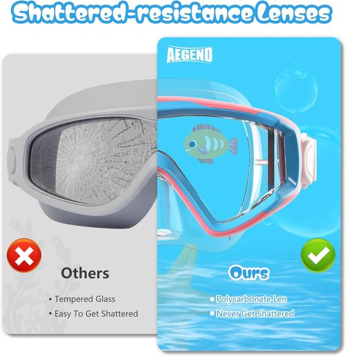 Aegend Snorkeling Gear - Panoramic Snorkel Mask with Top Dry Valve | Anti-Leak, Anti-Fog & Mesh Bag
