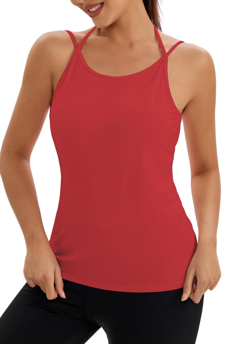Bestisun Backless Athletic Yoga Tops Women Activewear Dance Shirts Open Back Sports Running Clothes for Women Red S