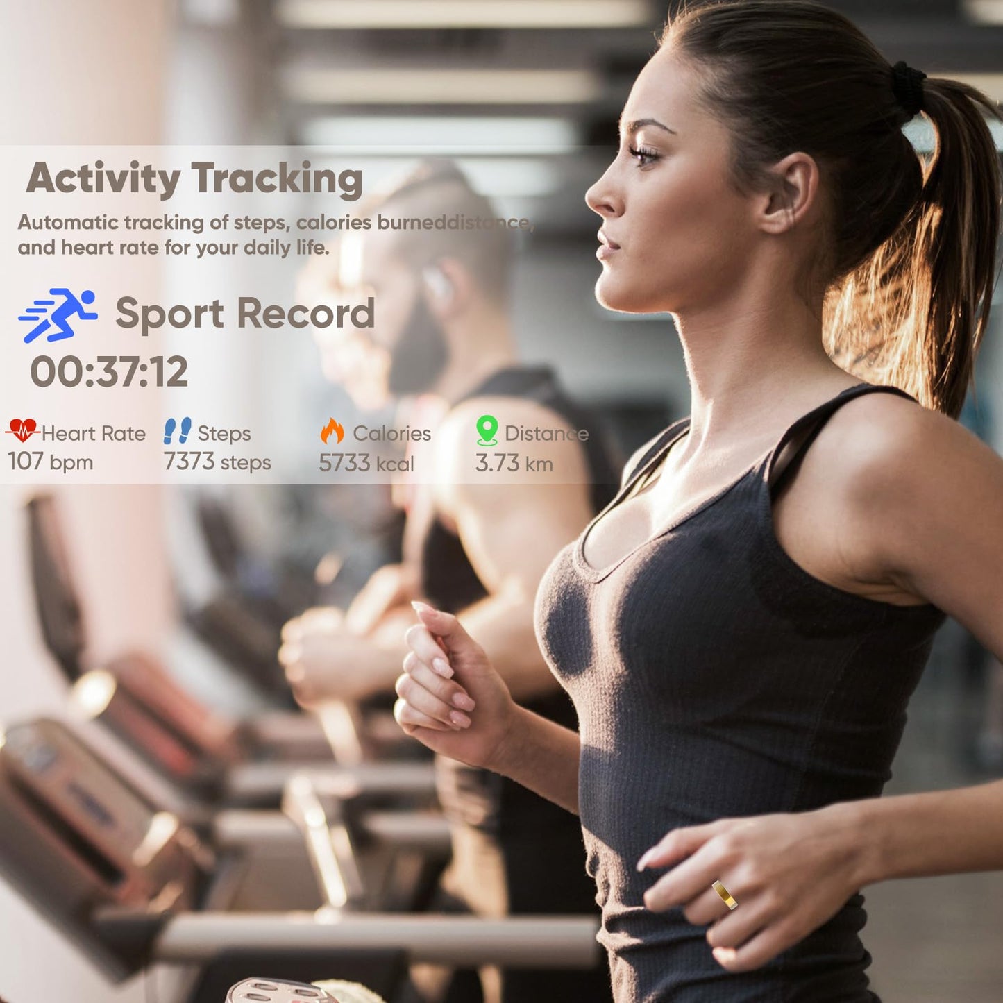 Othelia Smart Ring for Women Men with Sleep Monitoring, Step Counting, Heart Rate, Blood Oxygen, IP68 Waterproof for iPhone and Android, No Subscription Fee (Gold, 10)