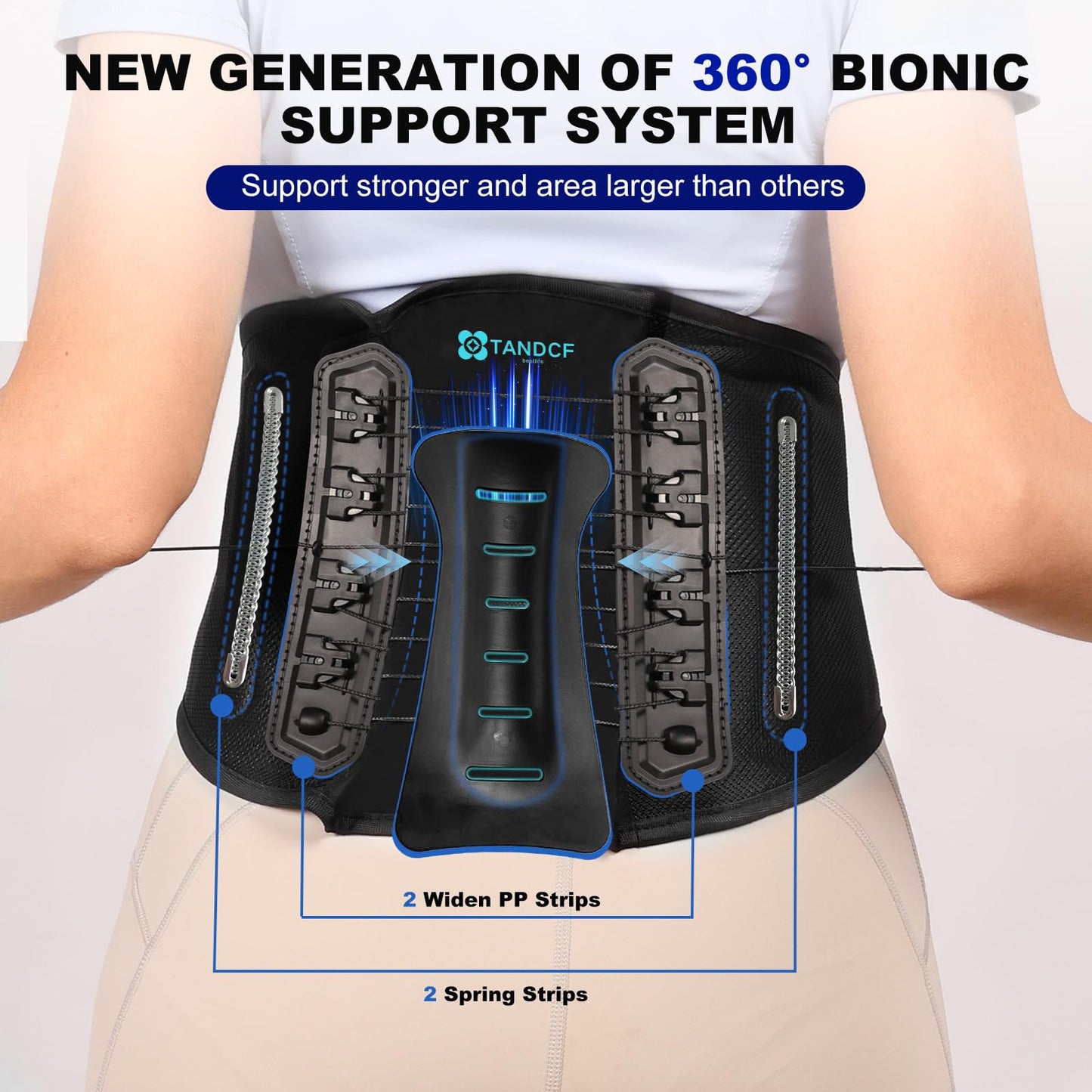 TANDCF Back Brace for Lower Back Pain Relief with Pulley System,Lumbar Support Belt for Men & Women with Bionic Support System, Ergonomic Design and Lightweight Skin Friendly Material (M)