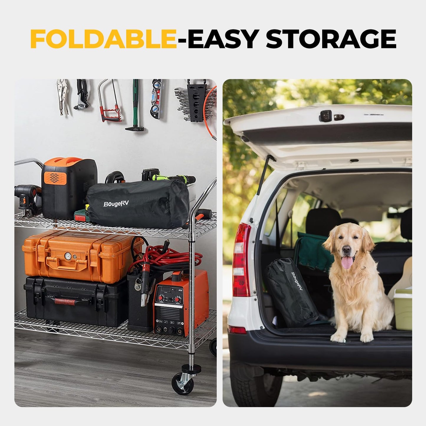 BougeRV Soft Roof Rack Pads, 31.5" Surfboard Car Rack for SUP Kayak Ladder Luggage Carrier, Universal for Different Shapes of Cross Bars, Water-Resistant Crossbar Pads with 2 Endless Ratchet Straps