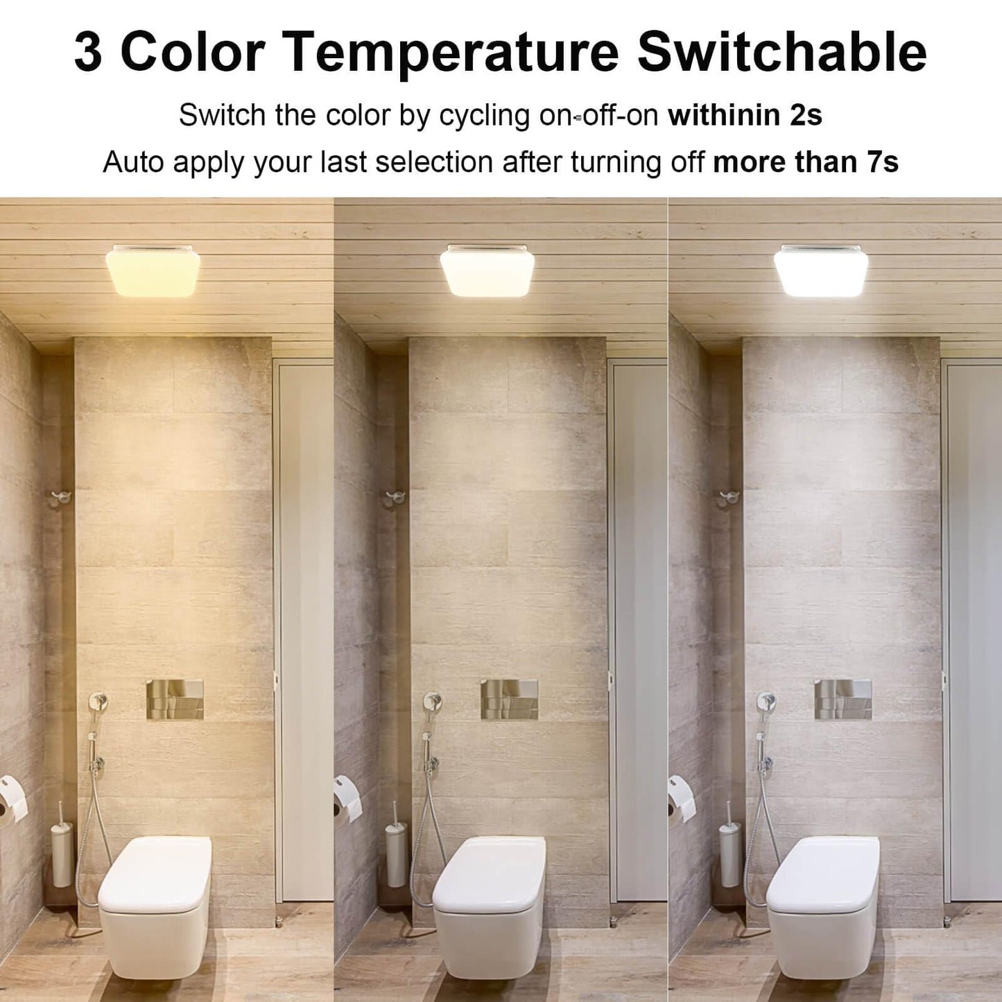 JOEAONZ Bathroom Exhaust Fan with Light 110 CFM Quiet with Color Change, 3000K/4000K/5500K 1000LM Household Ventilation Fan Light Combo, Energy Saving Ceiling Mount Bathroom Extractor, Memory Function