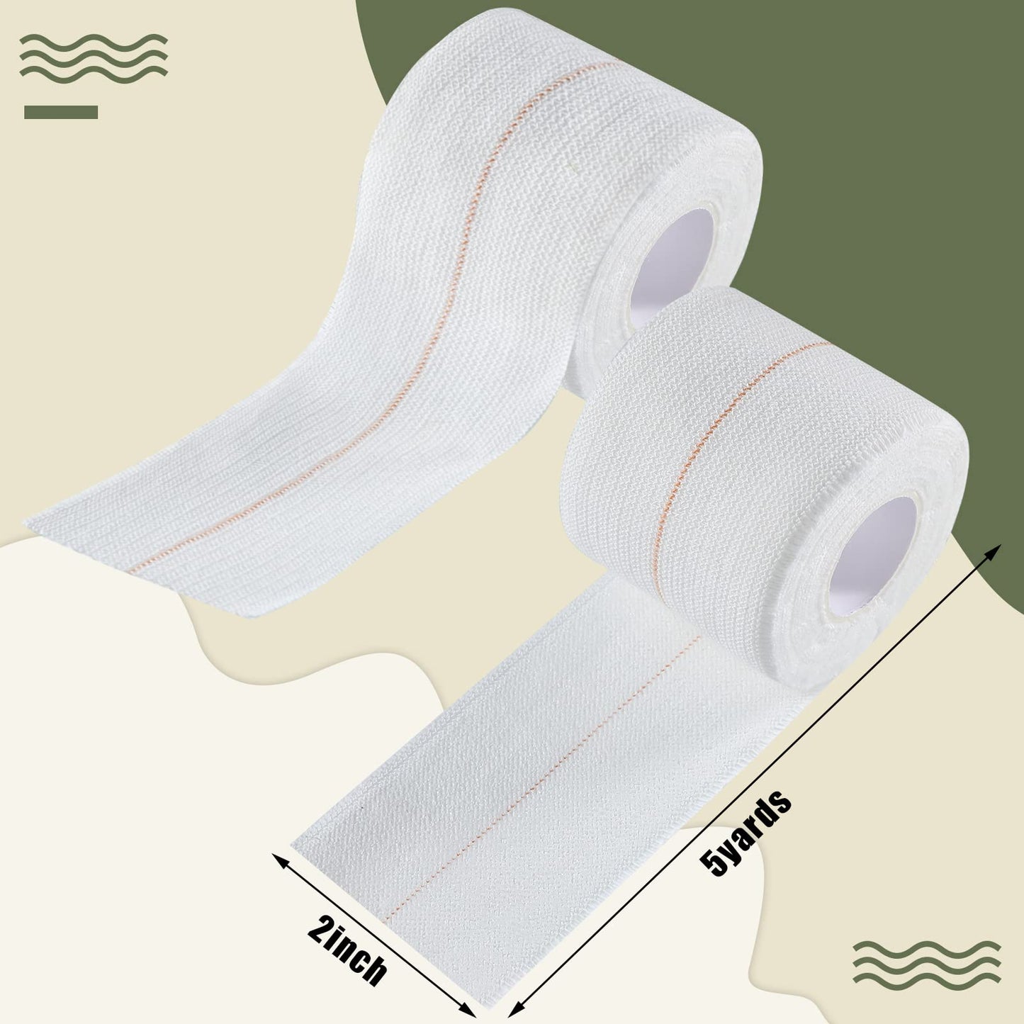 Nuanchu 2 Rolls Adhesive Elastic Tape Bandage Wrap Flexible Stretch Bandages for Sports Ankle, Knee and Wrist Pet Vet Horses Wrap(2 Inch Wide,White)