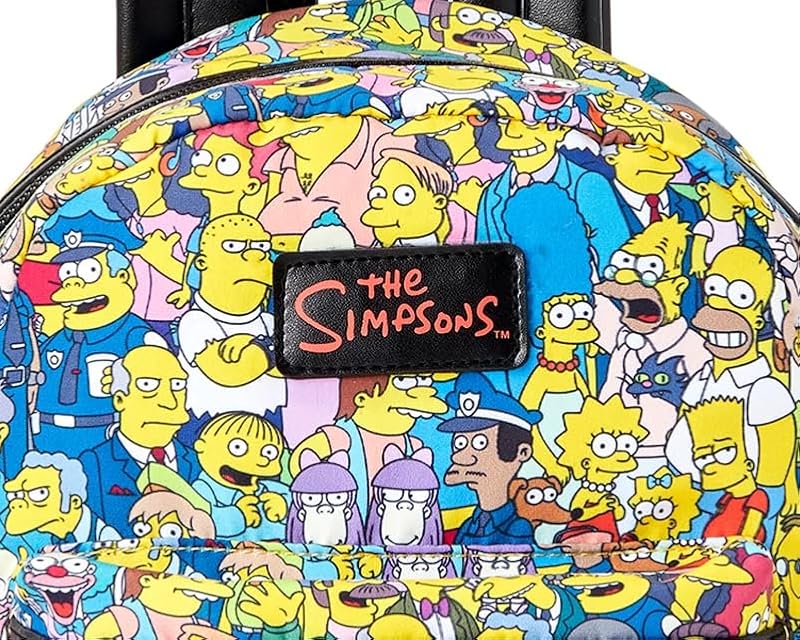 Simpsons All-Over Print Women’s Mini Backpack with Pom Zipper Pull Wallet Tote