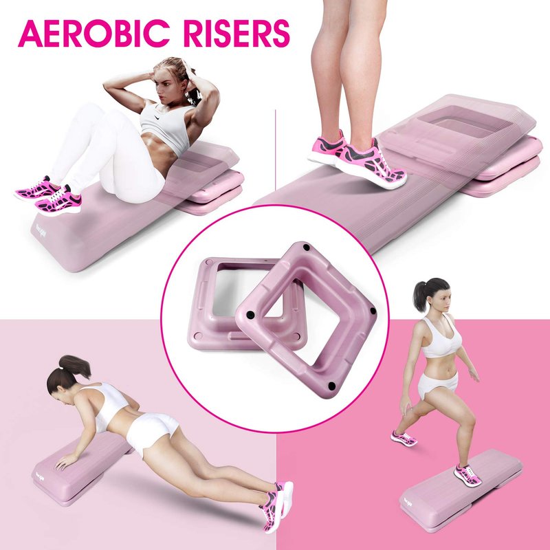 Yes4All Aerobic Step Platform Extra Risers Health Club Size - Pastel Pink - Pair