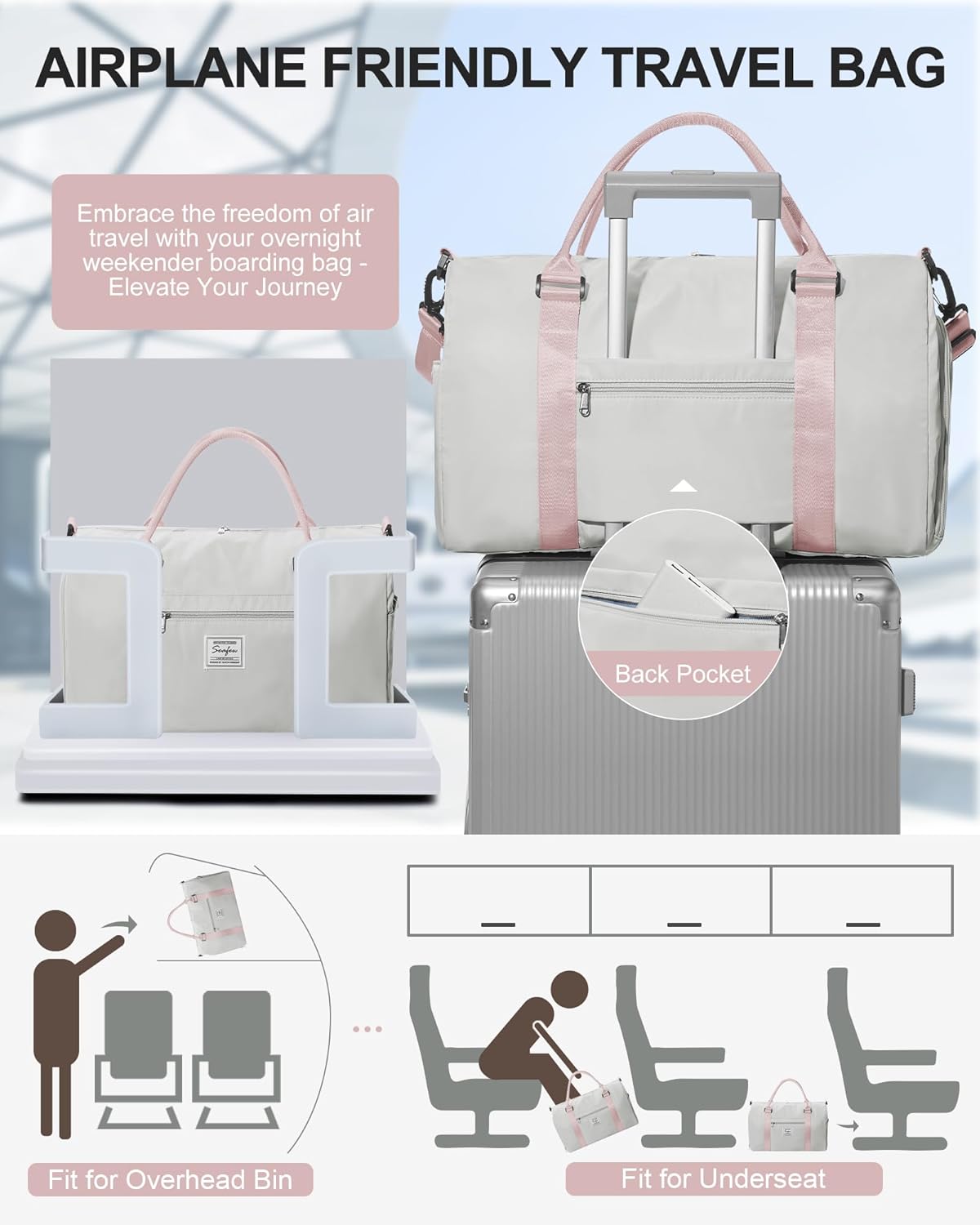 Skiennix Women's Gym Bag - Versatile Travel Duffel Tote for Weekend Getaways | Stylish & Durable