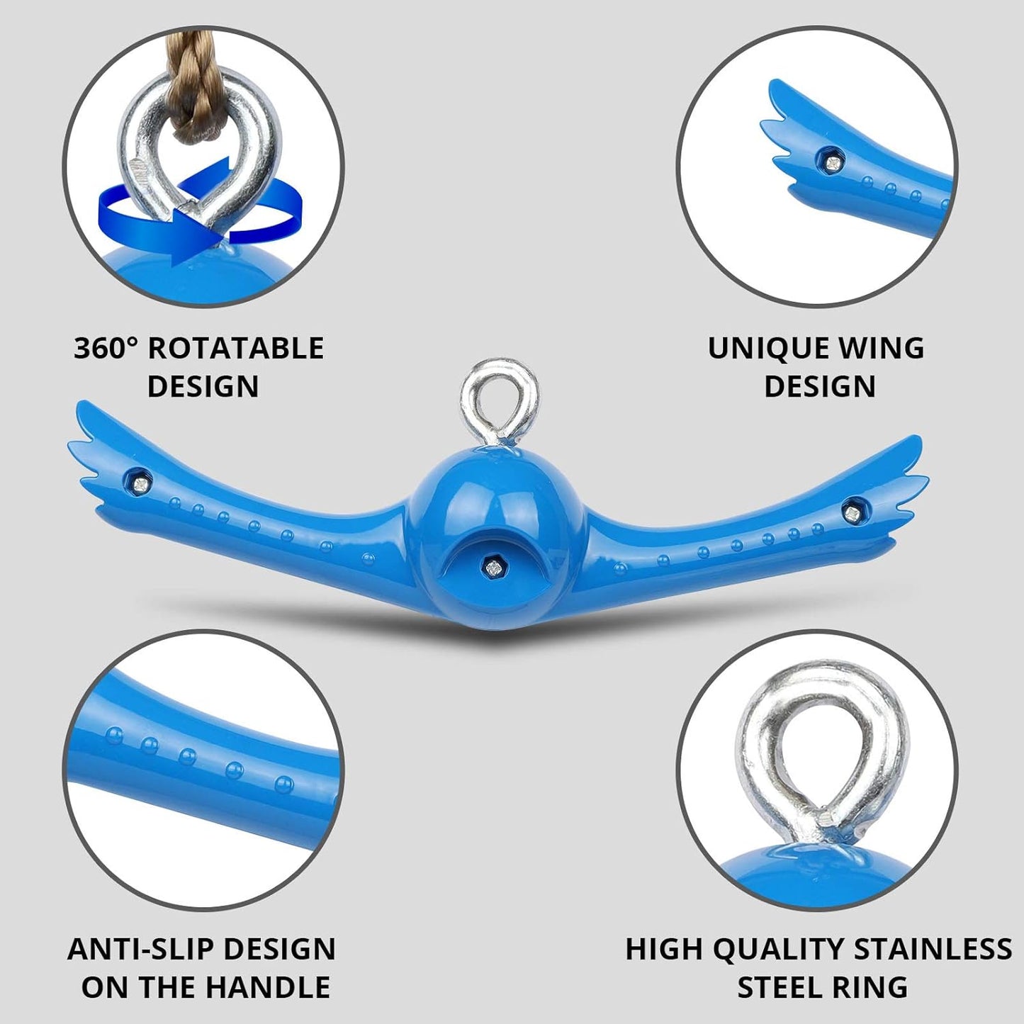 YAMIPROBI Ninja-Twister Swing Set - 360° Handle for Twist & Spin Flips | Blue Playground Accessory for Kids
