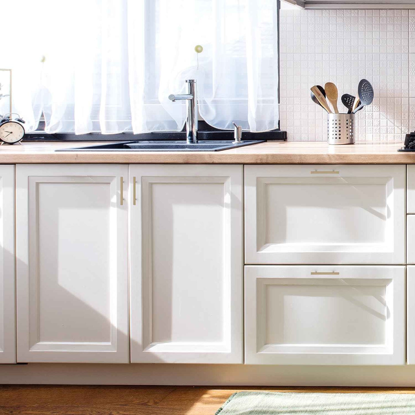 Ravinte 10 Pack Kitchen Cabinet Handles Champagne Bronze 3-3/4 Inch Hole Center Stainless Steel Pulls for Dresser Drawer Cupboard Handles with Screwdriver, 6 Inch Length